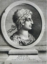 LOUIS II DIT LE JEUNE (825-875) PORTRAIT ENGRAVING FROM 1770