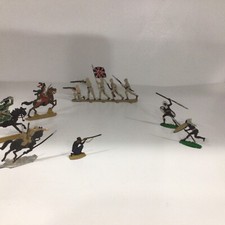 7 Vintage Thin Lead Painted Miltary Soldiers Horseback/Tribal