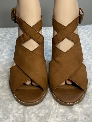 Caslon Size Leather Strappy Wedges Camel Brown Inch Heel