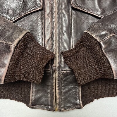 VINTAGE 50s All Weather Garment BROWN HORSEHIDE LEATHER A-2 JACKET