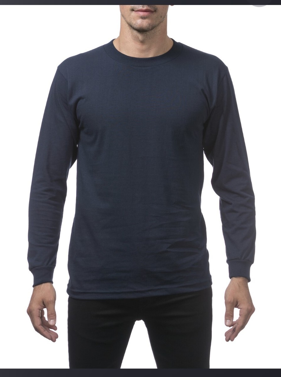 Mancozy Men's 2-Pack Long Sleeve Crewneck T-Shirts - Soft, Fitted, Cotton Blend (Large)