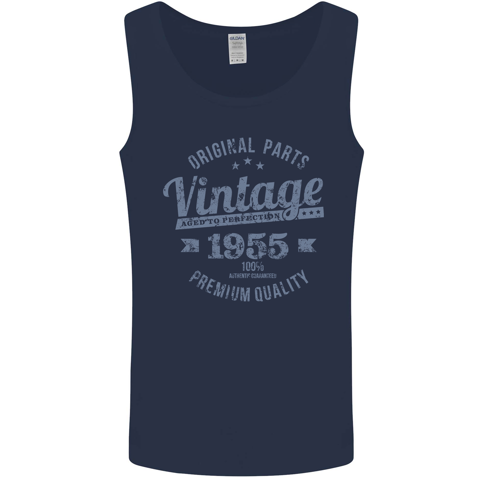 Vintage Year 70th Birthday 1955 Mens Vest Tank Top Navy Blue