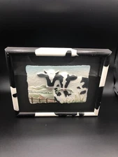 Figi Graphics- Cows- Hand Cast Paper Framed Art Picture 1992 Wall Decor Fun