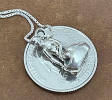 Vtg Bernhard Hertz Denmark 925  Lady of the Harbor' Mermaid Charm Necklace 20  