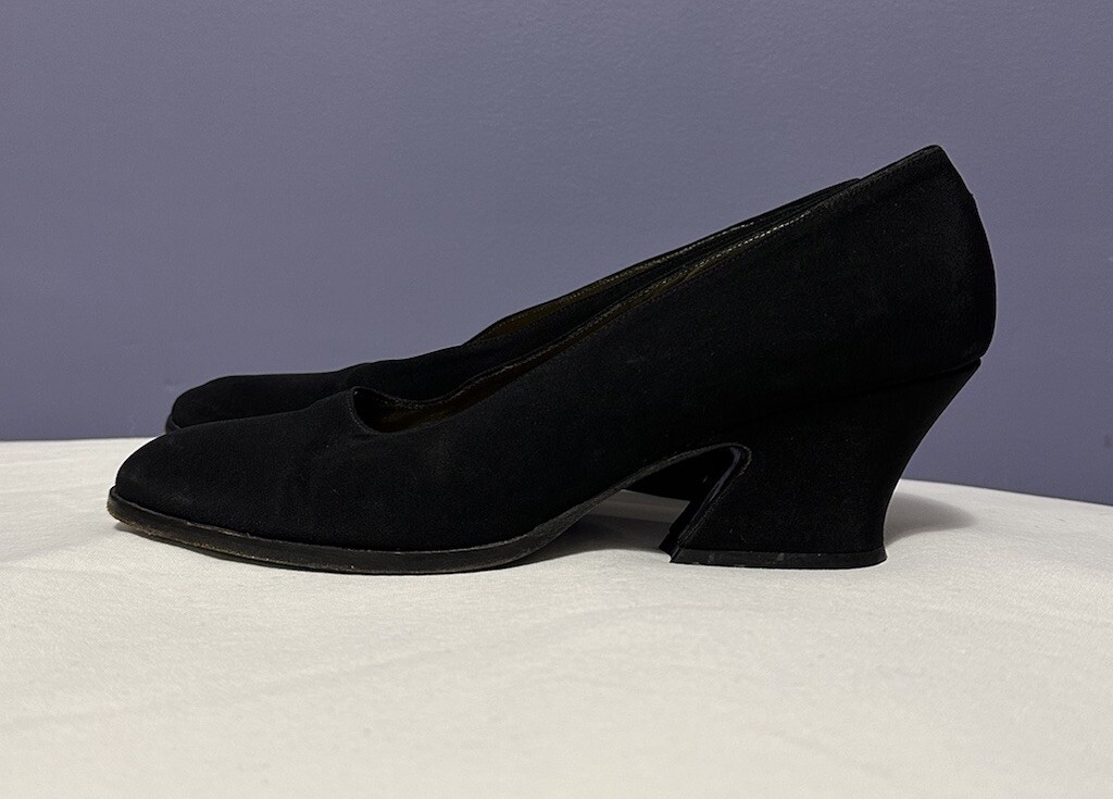 Vintage Yves Saint Laurent YSL nero scamosciato tacco donna taglia 7M