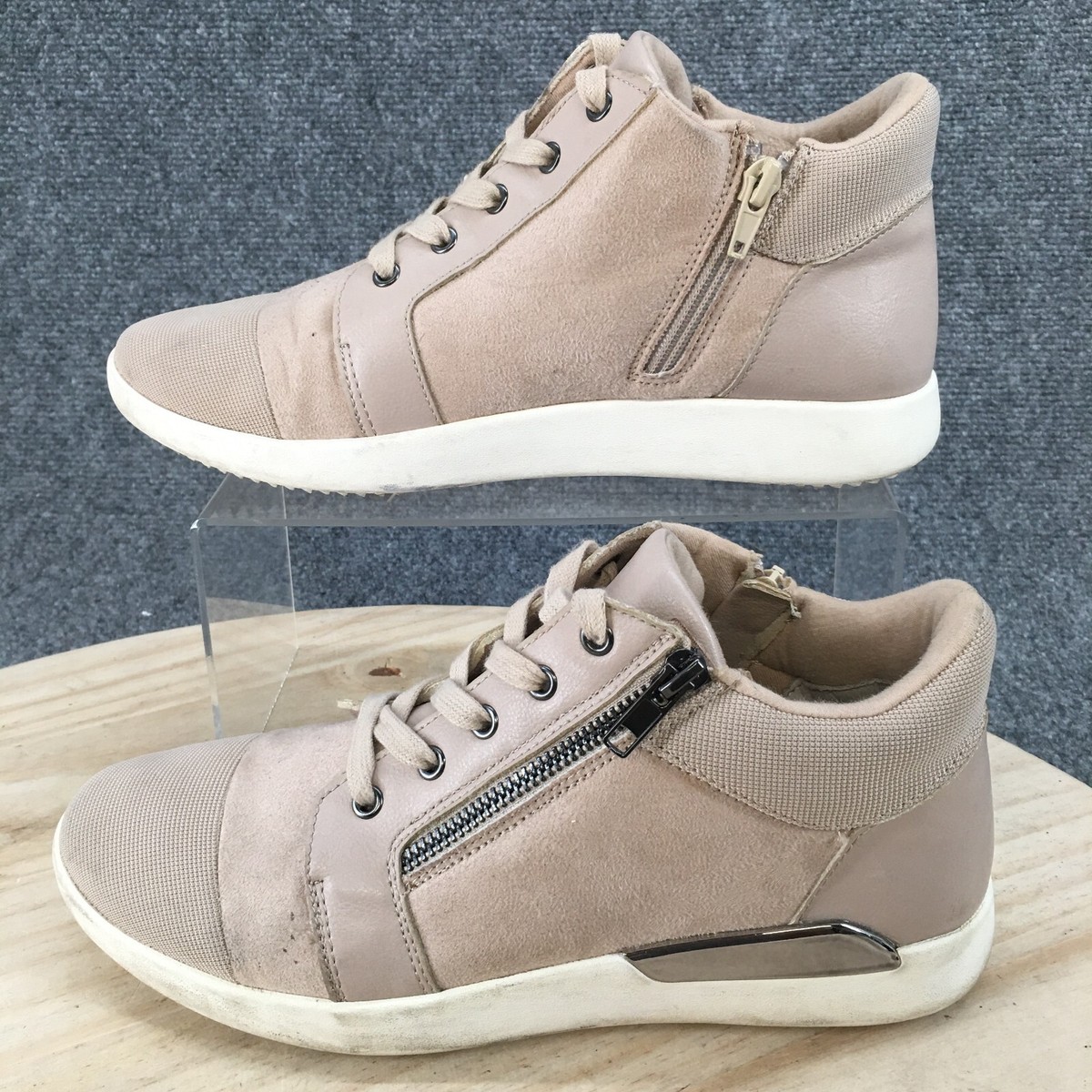 ALDO Zip lace high-top sneakers y2k・ギャル Aldo Shoes Womens 9 High Top Lace Up Round Toe Side Zips