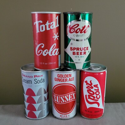 5 vintage Canadian 10oz soda pop steel tin cans | eBay