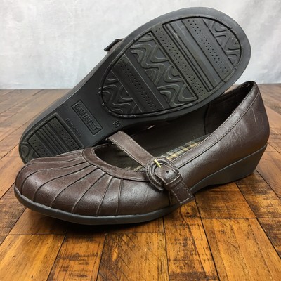 LOWER EAST SIDE Mary Jane Shoes Wedge Vintage Look Brown Buckle Womens Size 10 | eBay