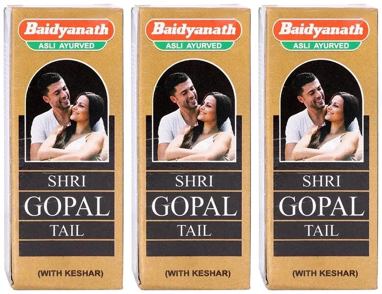 3 Packs X Baidyanath Shri Gopal Tail Oil 50ml Massage Oil For Men (3x50ml)
