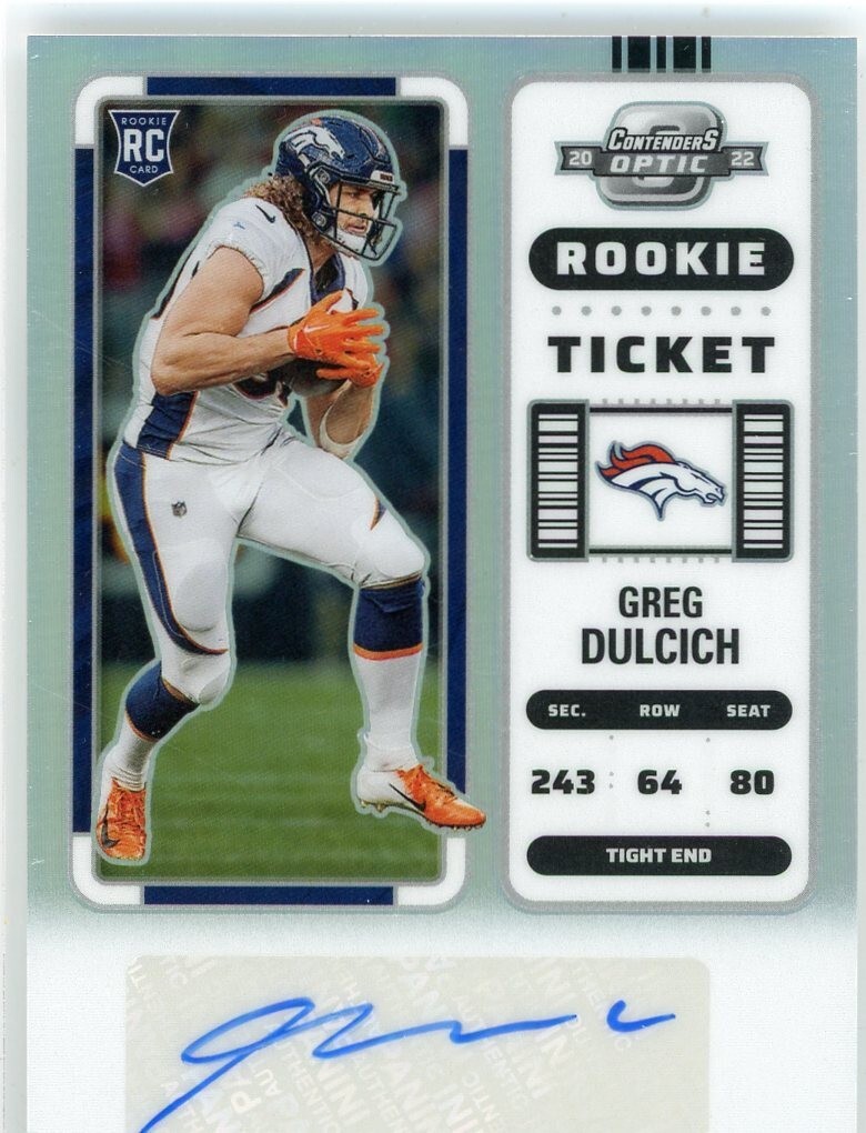 2022 Panini Contenders Optic Football Prizm Silver Rookie Auto #166 Greg Dulcich