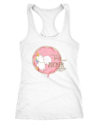 Ladies Tank Top Unicorn On Donut I'm So Cute I Could Pup Sugar Unicorn
