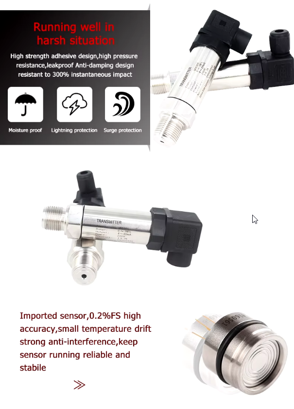 Sensor Transductor 0-50Kpa 24V DC Transmisor De Presión 4-20mA Salida