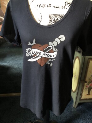 American Apparel Black Short Sleeve 100% Cotton  Love Stout  T-shirt Size Small
