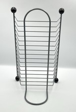 DVD Storage Rack Holder 16 Disc Metal Gray Freestanding Organizer Stand 15”
