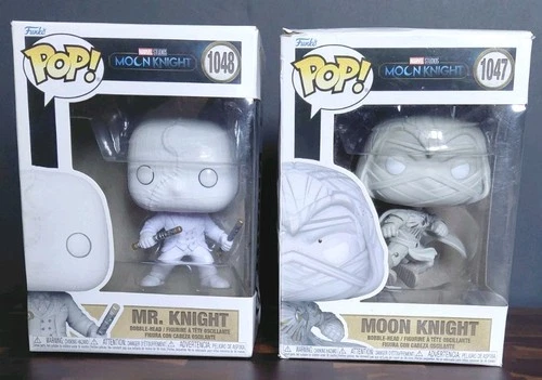 Funko Pop! Lot (2) Marvel Studios Moon Knight Mr. Knight 1048 Moon Knight 1047