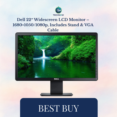 Dell 22  Widescreen LCD Monitor   1680×1050/1080p, Includes Stand & VGA Cable