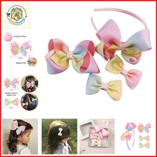 Baby Girls 4 Inch Grosgrain Ribbon Hair Bow Headband and Alligator Clips Set,...