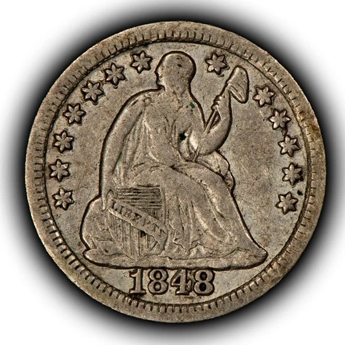 1848 H10c Seated Liberty Silver Half Dime - Original XF - SKU-Z6260