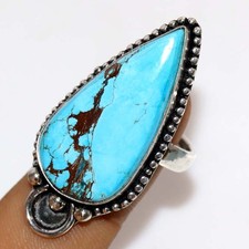 Turquoise 925 Silver Plated Ring US 9 Traditional Jewelry Design Trendy JW