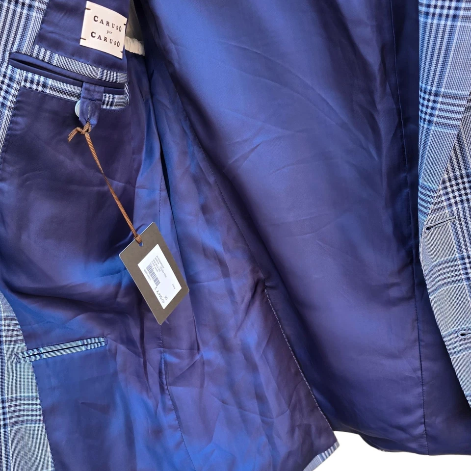 New Caruso Full Canvas Blazer 40r 50it Milanese Buttonhole Wool Silk - Image 3 of 4