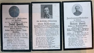 3x WWI German / Austrian Death Cards 1915 Arras Battle Russia