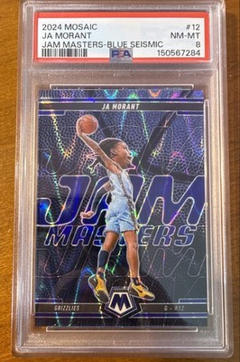 2024-25 Panini Mosaic Jam Masters Ja Morant #12 Seismic Blue Mosaic /149 (PSA 8)