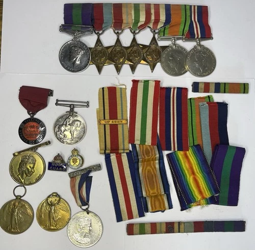 VARIETY OF MILITARY MEDALS WW1 & WW2 SOME SILVER