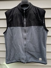 Eddie Bauer Workwear Vest Mens L Full Zip Fleece Embroidered Blue Black