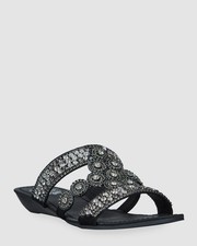 150 Yellow Box Women's Black Varina Embellished Cage Sandals Shoes Size US 9