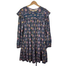 Boden Floral Mini Dress Size 12 Multicolor Boho Cottagecore Modest Fall Prairie