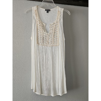 #ad Market amp; Spruce Cream Crochet Trim Sleeveless Tank Top Size Large $20.00
