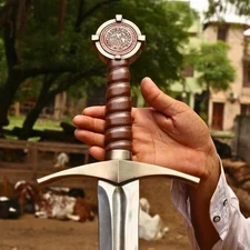 Hand Forged Medieval Viking Knights Templar Sword, Viking Sword With Sccabarad