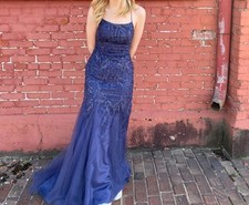 Mermaid Sweep Train, Lace Tulle Prom Dress With Sequins. Sized To A 0.