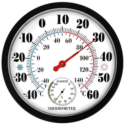 Innen Außen Thermometer Hygrometer 25,4cm Wandthermometer Luftfeuchtigkeitsme...