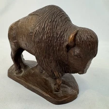 Red Mill Mfg Handcrafted USA Bison Buffalo Figurine 6.5” Resin Wood Look