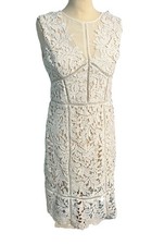 Next Ivory Lace Shift Wiggle Dress Viscose Lining Sleeveless UK 12 Petite