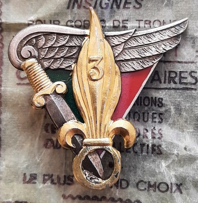 INSIGNE MILITAIRE 2 ème BEP REP PARACHUTISTE LEGION ETRANGERE PARA Fabrication Drago Paris G1948 Vert Clair
