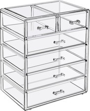 Sorbus 6-Drawer Makeup Organizer with Small Wide Drawers Clear Acrylic Com