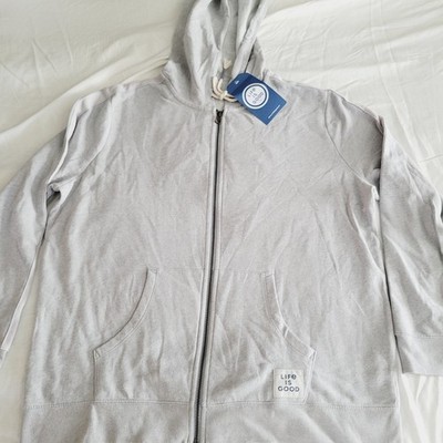 Life Is Good Hoodie Women XL Gray Simply True Full Zip Heather Jersey Activewear