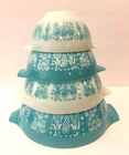 4 Pyrex Amish Butterprint Cinderella Mixing Nesting Bowl Set 441• 442• 443• 444