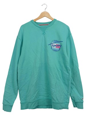 Tommy Jeans Pullover Herren Gr. 48/M Türkis Casual Sweatshirt Baumwolle