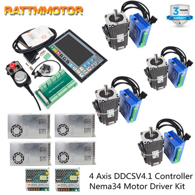 4 Axis 12N.m Nema34 Servo Motor Closed Loop Driver CNC Kit DDCSV4.1 Controller