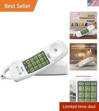 TRIMLINE White Corded Phone: Extra Large Buttons  Visual Ringer for Seniors