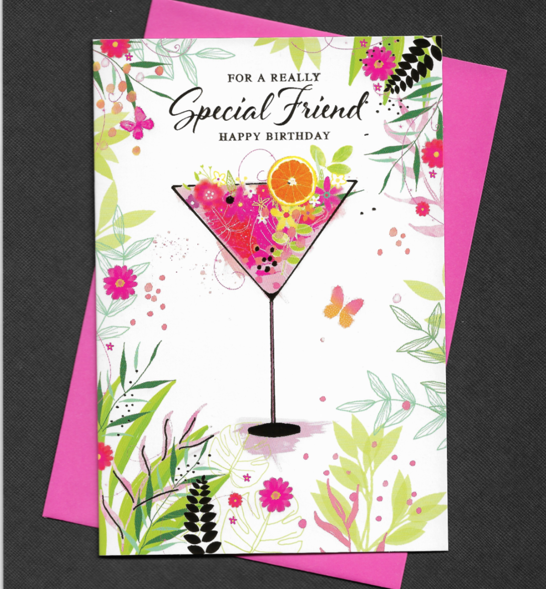Special Friend Birthday Card Bright Tropical Cocktail Lady Woman Female 19x13cm