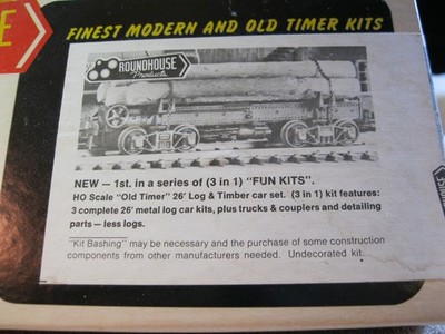 HO Scale Roundhouse 3 in 1 Kit 1500 Undec Old Timer (3) 26' Log Cars [Lot 145]