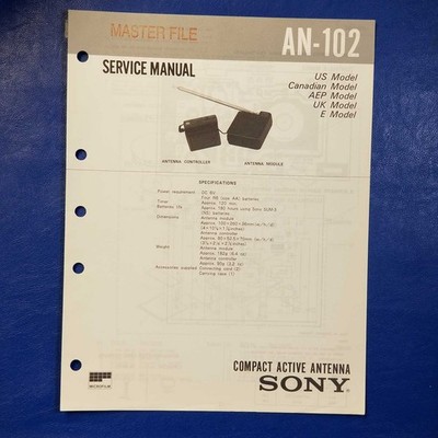 SONY AN-102 Service Manual Original Paper OEM Repair Guide - USA