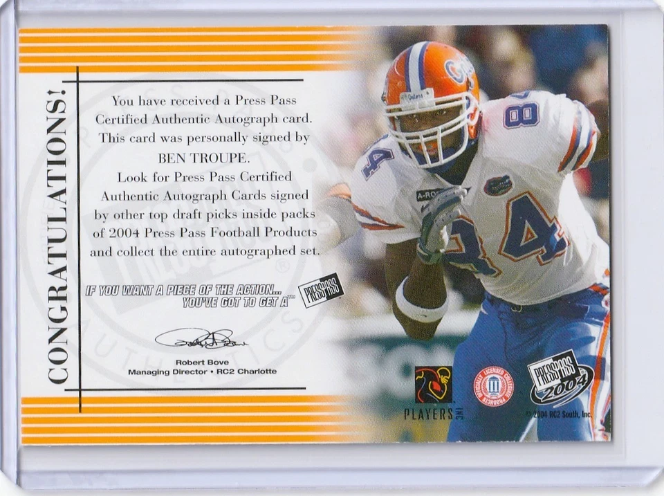 2004 Press Pass Auto Silver /200 Ben Troupe Rookie Auto RC - Image 2 of 2