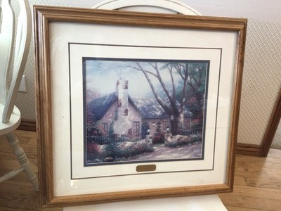 Vintage Kincade Morning Glory Cottage - Double Matted In Oak Frame