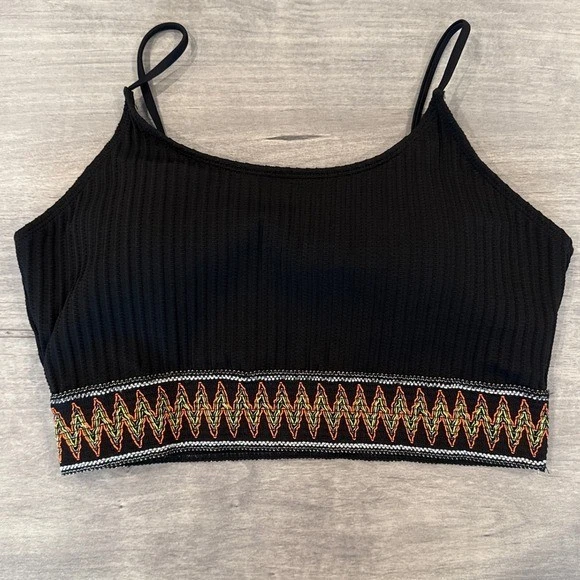 Conjunto de bikini negro cintura alta traje de baño de dos piezas acanalado cobertura completa plus XXL Foto 2 de 4