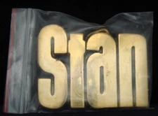 LH18143 *NOS* VINTAGE 1970s/80s CUT-OUT NAME ***STAN*** SOLID BRASS BUCKLE